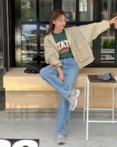 무브니 세미와이드 뒷밴딩 데님 팬츠 70030