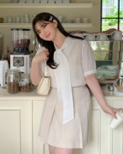 온드미 리본 타이 블라우스 70314