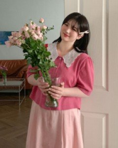 리코 레이스 카라 가디건 70377