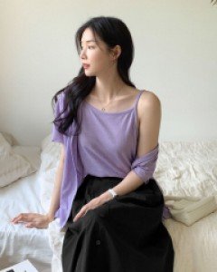 엘리벳 린넨 나시 가디건 세트 70479