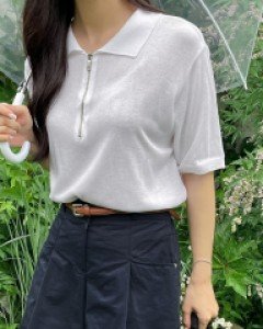 썸머픽 카라 반집업 니트 70589