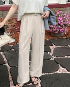 휴베이 뒷밴딩 벨트 와이드 슬랙스 70673