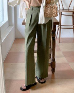 데슈어 뒷밴딩 린넨 턱 와이드 팬츠 70816