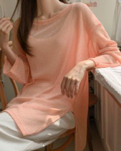 미뮤 루즈핏 린넨 니트티 71003