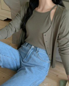 레이빈 컷아웃 나시 가디건 세트 71471