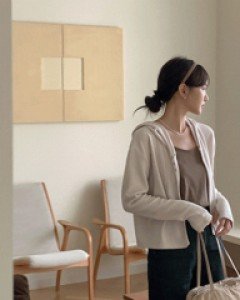 글램 골지 크롭 후드 가디건 71771