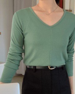 달레인 브이넥 절개 티셔츠 72170