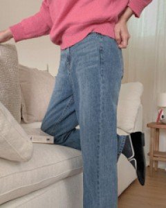 아진 뒷밴딩 배기 데님 팬츠 72192