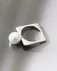 스퀘어진주원포인트링/진주사각반지