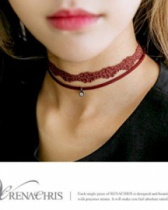 [레나크리스] 스웨이드레이스초커/레이어드초커목걸이