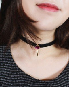 핑크포인트초커목걸이