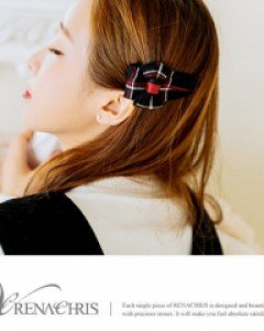 [레나크리스] 체크리본집게핀