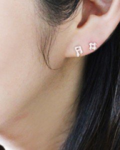 실버 음표귀걸이