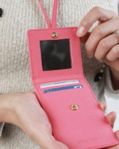 가죽 목걸이 가죽카드지갑 (거울부착)