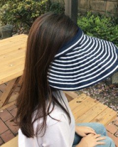 휴대용 산책용 스트라이프 단가라 줄무늬 접는 썬캡