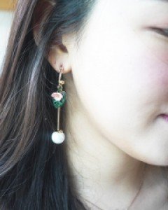 꽃 진주 롱 귀걸이