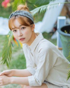 [레나크리스] 정유미머리띠 체크 헤어터번