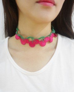 과일 앵두 복숭아 수벅 체리 초커 목걸이