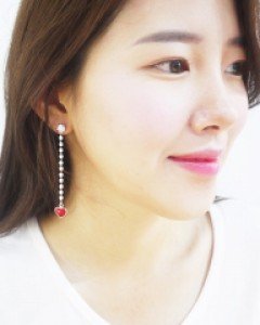 진주 하트 언발 귀걸이