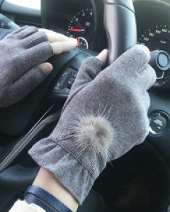 밍크 포인트 손가락 운전장갑
