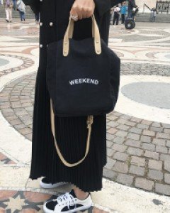 위캔드 캔버스숄더백 레터링 에코백