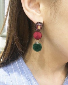 [92.5%] 폼폼 원석 귀걸이