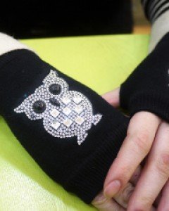 눈꽃 부엉이 큐빅 손가락 니트 암워머 핸드워머 운전장갑