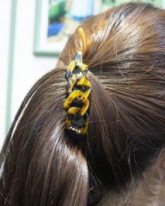 [프랑스핀] 큐빅 꼬임 호피 바나나핀