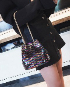 스팽글 복조리 숄더백