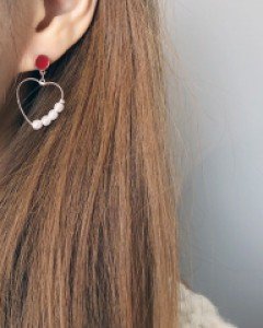 진주 뿅뿅 하트 귀걸이