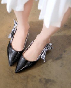 미우 체크리본 슬링백