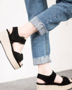 스웨이드 찍찍이 가보시 샌들