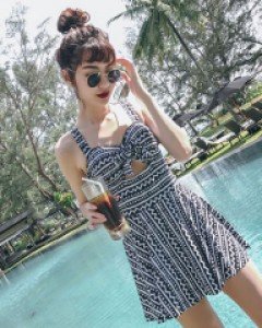 에스닉 뒷리본 원피스 수영복