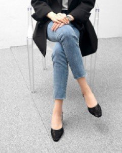 시스루 레이스 미들굽 샌들