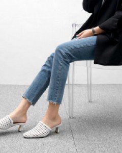 라탄 라탄 슬링백 힐