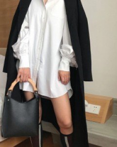 우드 손잡이 버킷백