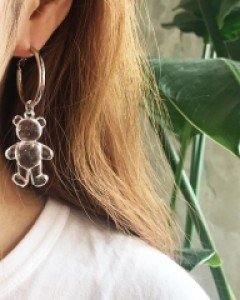 투명 곰돌이 링 귀걸이