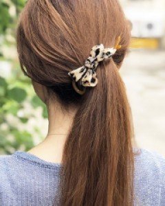 [프랑스핀] 블링 큐빅 리본 호피 바나나핀