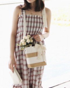 미니 라탄 토트 크로스백