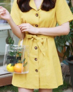 펄 파우치 투명 비닐 체인 토트백