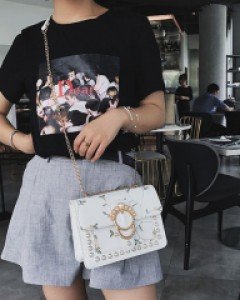 진주골드장식 사각 체인백