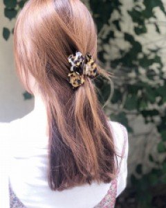 [프랑스핀] 왕 리본 호피 집게핀