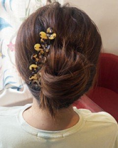 [프랑스핀] 호피 올림머리 꽃 빗핀