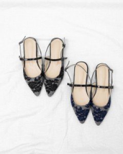 레이스 체크 메리제인 플랫 구두