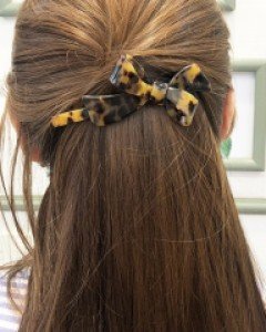 [프랑스핀] 롱리본 호피 자동핀