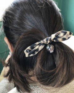 리본 호피 헤어 머리끈 (2color)