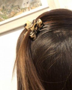 [프랑스핀] 양면 리본 호피 미니 집게핀