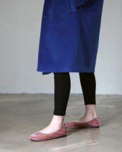 셀린 벨벳 안감 토끼털 퍼 밴딩 플랫 (4color)