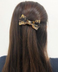 [프랑스핀] 호피 리본 큐빅 자동 머리핀 (2color)