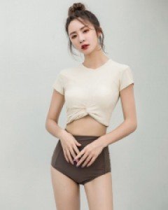 크롭티 하이웨스트 비키니 수영복 (3color)